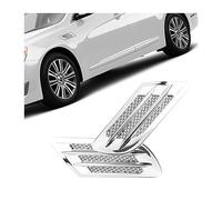 JNNJ Rejilla de Ventilación Orificio de Red Pegatina Decorativa, 2Pcs Cubiertas de Orificios de Ventilación de Coche, Adhesivo de Ventilación de Flujo de Aire de Puerta Lateral de Coche(Plata)