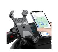 JNNJ Soporte para teléfono móvil para moto, giratorio 360°, soporte universal para teléfono móvil, manillar de bicicleta, con pinza antirrobo para motocicleta (gris)