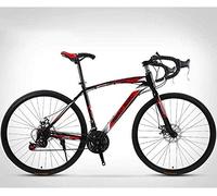 JNPGVTCD Bicicleta de Carretera 26 Pulgadas, 24 velocidades, Freno de Disco Doble, Cuadro de Acero con Alto Contenido de Carbono, Color Rojo/Negro
