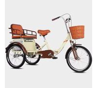 JNPGVTCD Bicicleta de Tres Ruedas para Adultos y Ancianos, Triciclo Doble con Asiento Trasero, Rickshaw Plegable, tracción Humana, Horquilla Delantera hidráulica y Freno de Pinza para una c