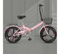 JNPGVTCD Bicicleta Plegable para desplazamientos y Viajes, híbrida 7 velocidades con Amortiguador de Resorte, Rueda de Tres Cuchillas integrada, Manillar Ajustable y portaequipa