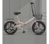 JNPGVTCD Bicicleta Plegable para desplazamientos y Viajes, híbrida 7 velocidades con Amortiguador de Resorte, Rueda de Tres Cuchillas integrada, Manillar Ajustable y portaequipa