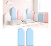 JNTFNE Acolchado de pared anticolisión para niños, paneles de pared acolchados de poliuretano 3D autoadhesivos, paneles de cabecero tapizados montados en la pared para dormitorio, sala de juegos (azul