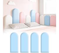 JNTFNE Acolchado de pared anticolisión para niños, paneles de pared acolchados de poliuretano 3D autoadhesivos, paneles de cabecero tapizados montados en la pared para dormitorio, sala de juegos (azul