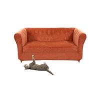 JNTFNE Funda de sofá Chesterfield de terciopelo elástico con funda de cojín de asiento para sillón curvo estilo vintage (amor naranja + 1 pieza de 2 plazas)