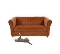 JNTFNE Funda de sofá Chesterfield de terciopelo elástico con fundas de cojín de asiento, sillón curvado, estilo vintage (rojo café amor + grande 2 asientos, 1 pieza)