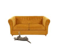 JNTFNE Funda de sofá Chesterfield de terciopelo elástico con fundas de cojín de asiento, sillón curvado, estilo vintage (amor amarillo + 2 asientos grandes)