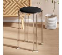 JNTFNE Juego de 2 taburetes de bar apilables de acrílico transparente con asiento suave de 18 pulgadas, taburete redondo compacto para reuniones familiares y taburetes de oración de desayuno, color