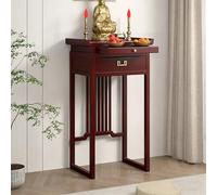 JNTFNE Mesa de Altar Budista de Madera Maciza, Santuario Personal con Panel extraíble, cajón para Mueble de puja para la espiritualidad, la oración, la meditación y la decoración (Rojo).