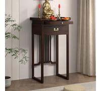 JNTFNE Mesa de Altar Budista de Madera Maciza, Santuario Personal con Panel extraíble, cajón para puja para la espiritualidad, la oración, la meditación y la decoración (Nogal Oscuro).