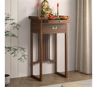 JNTFNE Mesa de Altar Budista de Madera Maciza, Santuario Personal con Panel extraíble, cajón para puja para la espiritualidad, la oración, la meditación y la decoración (Nogal Claro).