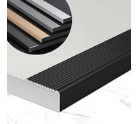 JNTFNE Moldura en L para Borde de Escalera de 91 cm a 122 cm, Protector Antideslizante para peldaños en Exteriores e Interiores, Tira de transición de Aluminio de 5 cm (Plateada, 2 x 90 cm/91 cm)