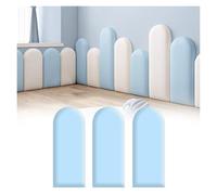 JNTFNE Paneles de pared acolchados, acolchado de pared anticolisión para niños, calcomanías de pared 3D, paneles de cabecero autoadhesivos, para dormitorios, habitación de los niños, guardería (azul