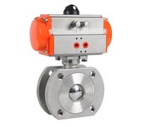 JNURGWLYH Válvula de Bola neumática Tipo Wafer de Acero Inoxidable 304 de 3/4" con Cilindro de Doble Efecto y Brida Fina.