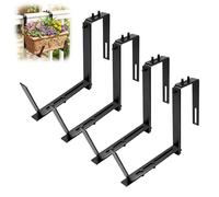 JNUYISW 4 Piezas Soporte para Jardineras para Parapetos y Barandas de Balcón, Ajustable Soporte de Maceteros 2 Métodos de Instalación Metal Soporte Macetas Exterior para Terrazas, Paredes, Vallas