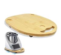 JNUYISW Tabla Deslizante para Thermomix TM6 TM5, Estable y Fácil de Mover Tabla deslizante de Bambú con Cuatro Ruedas Cómodas asas Base Deslizante Accesorios para Thermomix TM6 TM5