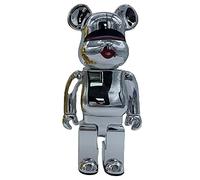 JNVHFGT Figurines,28cm/11in Oso violento Bloques de construcción Oso 400％ estatuilla Modelo Coleccionable Regalo Hecho a Mano Adorno de Moda(Silver)