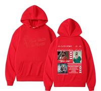 JNYEHSUI Sudadera con Capucha para Hombre Casual Estilo Hip Hop Sudadera con Capucha Imprimir Patrones Manga Larga Rapper Anuel AA Merch Oversize Suelta Moda Amantes Streetwear-Red||3X_l