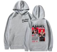 JNYEHSUI Sudadera con Capucha para Hombre Oversize Suelta Moda Amantes Streetwear Rapper Anuel AA Merch Imprimir Patrones Manga Larga Casual Estilo Hip Hop Sudadera con Capucha-Grey||3X_l