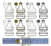 JNYUTEEN 16 Juegos de Hebillas para Peto, Hebilla para Pantalones de Peto de Metal de 38 mm en 4 Colores, Hebillas para Overol y Hebilla de Peto Rectangular para Tirantes y Costura