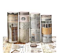 JNYUTEEN 18 Rollos Washi Tape Set, Vendimia Decorativas Cinta Adhesiva, Masking Tapes Washi Adhesivo Scrapbooking Tape para Journal Marcos de Fotos Scrapbooking