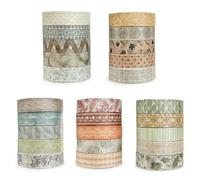 JNYUTEEN 25 Rollos Cinta Washi Set, Cinta Decorativa Masking Tape, 10 mm Cinta Adhesiva de Papel de Colores para Scrapbooking Planificador Envoltura de Regalos