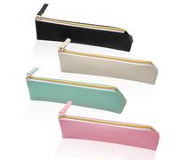 JNYUTEEN 4 Piezas Unidades Estuche de Cuero para Lápices, Estuche Aesthetic Pequeño Boligrafos, Cartucheras Escolares Estuches De Lápices con Cremallera para Lápices Bolígrafos Cosméticos