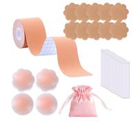 JNYUTEEN Kit de Cinta de Sujeción para Pechos, Sujetador Adhesivo Push Up Boob Tape de 5 cm, Set de Accesorios de Soporte para Vestidos Sin Tirantes y Outfits Espalda Descubierta