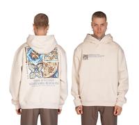 JO AND COPPER Sudadera con capucha para hombre de gran tamaño, con estampado, beige, M