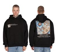 JO AND COPPER Sudadera con capucha para hombre de gran tamaño, con estampado, Negro , M