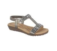 Jo & Joe Sandalias acolchadas florales para mujer, cómodas sandalias de vacaciones, Diamante de peltre, 38 EU