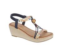 Jo & Joe Sandalias de cuña con correa trasera elástica para mujer, azul marino floral, 37 EU