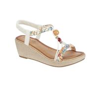 Jo & Joe Sandalias de cuña con correa trasera elástica para mujer, Blanco floral., 38 EU