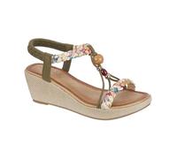 Jo & Joe Sandalias de cuña con correa trasera elástica para mujer, Caqui Floral, 41 EU