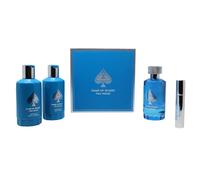 Jo Milano Game of Spades FULL-HOUSE 4 PIEZAS (Perfume de 3.4 oz, Limpiador corporal de 6.8 oz, Crema corporal de 6.8 oz, Atomizador recargable de 0.27