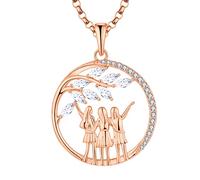 JO WISDOM Collar árbol de la vida de Plata de ley 925 Mujer,Colgante con Cadena Siempre mi Hermana para Diempre mi Smiga Amistad con 3A Circonia con baño de Oro Rosa