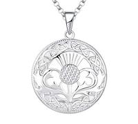 JO WISDOM Collar Cardo Escocés de Plata de ley 925 Mujer,Colgante con Cadena Céltico Nudo Escocia Flor Forastero