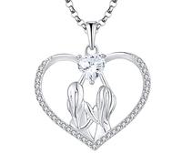 JO WISDOM Collar Corazón de Plata de ley 925 Mujer,Colgante con Cadena Siempre mi Hermana para Diempre mi Smiga Amistad con 3A Circonia