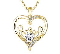 JO WISDOM Collar Corazón de Plata de ley 925 Mujer,Colgante Madre Hija/Hijo 3 Niño Padre Amor Corazón Familia con 3A Circonia con baño de Oro Amarillo，Mamá Joyería