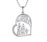 JO WISDOM Collar Familiar Albero della vita Plata de ley 925 Mujer,Colgante con Cadena Mamá Madre 3 Niño Hija Papá Hijo con 3A Circonia