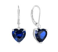 JO WISDOM Mujer Pendientes Plata de ley 925,Pendientes Corazón con A Circonita Piedra natal de Septiembre Color Zafiro Joyería