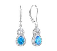 JO WISDOM Pendientes colgantes de plata de ley 925 para mujer, diseño de infinito, circonita 3A, piedra de nacimiento, joyas para mujer, Gema, Circonia cúbica