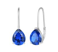 JO WISDOM Pendientes de aro de plata de ley 925 con piedra natal y circonita cúbica para mujer, Circonita cúbica, Circonia cúbica