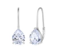JO WISDOM Pendientes de aro de plata de ley 925 con piedra natal y circonita cúbica para mujer, Circonita cúbica, Circonia cúbica