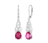 JO WISDOM Pendientes de plata de ley 925 con diseño de infinito y nudo celta, con piedra natal, joyería irlandesa para mujer, Circonita cúbica, Circonia cúbica