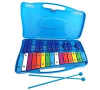 JOAASU Glockenspiel cromático soprano de 25 notas, xilófono, xilófono glockenspiel, colorido glockenspiel con dos batidores, herramienta de iluminación musical para niños y niñas, azul