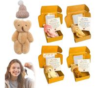 JOAASU Paquete De 4 Mini Osos De Peluche con Diseño De Abrazos De Bolsillo, En Caja con Tarjeta Inspiradora, Mini Figuras De Peluche, Divertido Oso De Peluches, Oso De Preocupación (4 Colores)