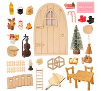 JOAASU Puerta de Elfo Navidad Set, Puerta Elfo Navidad Accesorios, Kit de 50 Piezas para Puerta de Duende Navideño en Miniatura para Casita de Muñecas, Decoración Navideña DIY
