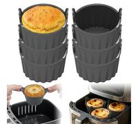 Joaecosmhui Redondo Moldes Silicona Air Fryer para Freidora, 6 Stück | Silikon Lebensmittelecht BPA Frei Airfryer Eierform Muffins Antihaft Wiederverwendbar Kompatibel Ninja Philips Cosori