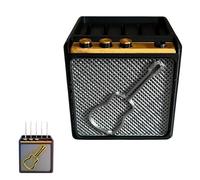 Joalpysm Estuche de 5 ranuras para púas de guitarra, soporte de almacenamiento con forma de altavoz de amplificador impreso en 3D con logotipo de dibujos animados, organizador de púas para
